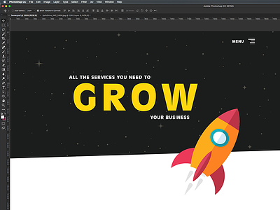 Internal Project - Hero Design Idea business digital grow hero market photoshop project rocket