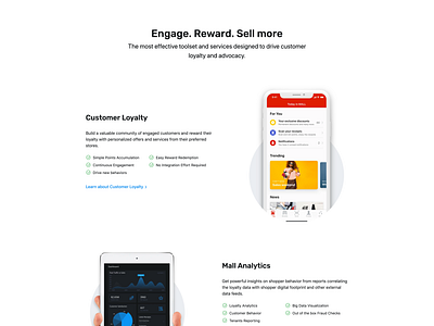 Features layout for CustomeRules website information architecture loyalty program typography ui