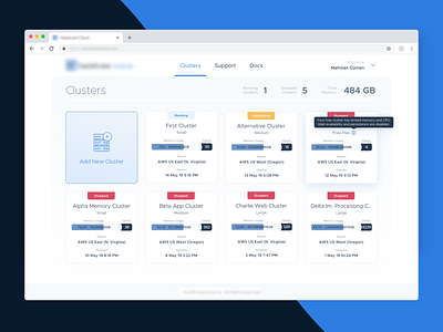 Cloud Platform Main Page Practice cards cloud cluster dashboard grid