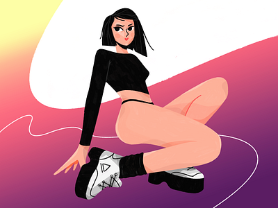 Insta Girl 2d characters design explainer flat girl illustration people shape smoke texture