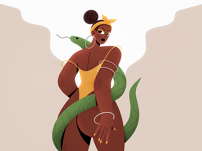 Girl and Snake 2d character flat girl illustration procreate snake swag vector