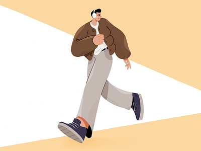 Walking man 2d character fashion flat illustration man minimal modern motion music procreate