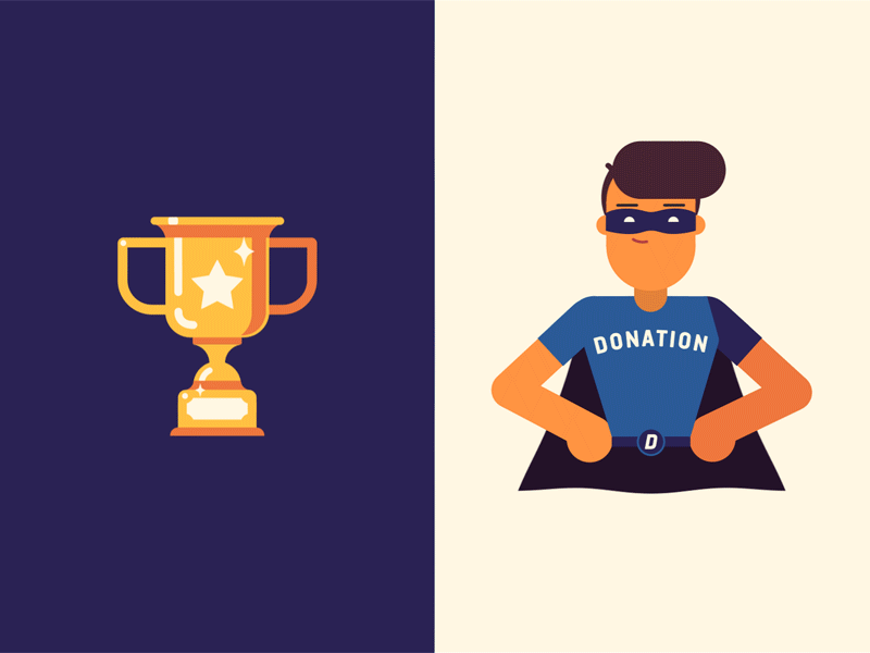 Cup and Donation animation cup donation gif illustration motion design superhero winner