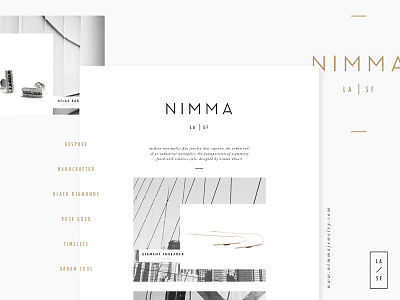 Nimma Jewelry architecture geometric gold layout lookbook minimal modern nimma type