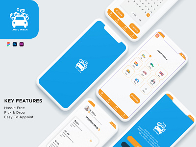 Car Wash UX/UI Mobile App app design mobile app mockup psd ui user interface ux uxui wireframe