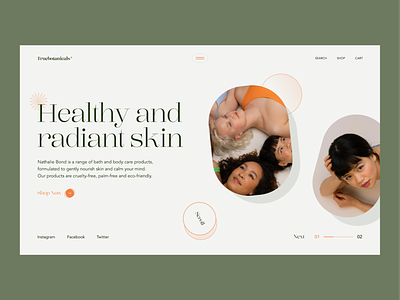 Cosmetics redesign website Truebotanicals💋 beauty clean cosmetics daily ui design figma homepage interface landing page landing page ui makeup shopping skincare ui ux