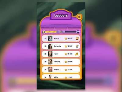 1/14 Daily UI Challenge - Game Leaderboard design favorites game game leaderboard game progress bar game ui game uiux gaming leaderboard mobile games playrix progress bar ui uiux vibrant