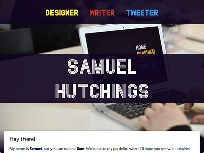 Launch - www.samhutchings.co designer launch portfolio purple website writer