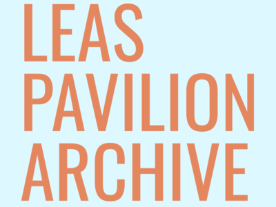 Leas Pavilion Wordmark (Orange on Blue)
