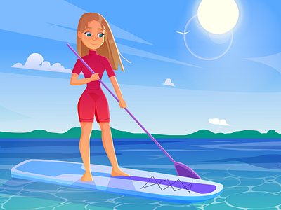 Girl surfer graphic design illustration vector