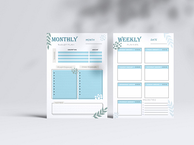 Design of a personal budget planner for a month and a week