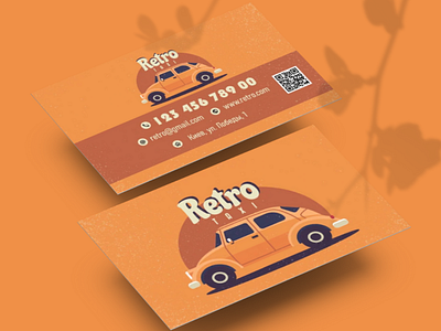 Retro style business card with retro car Close the dialog branding business card design illustration print design retro style taxi driver taxi service typography vector