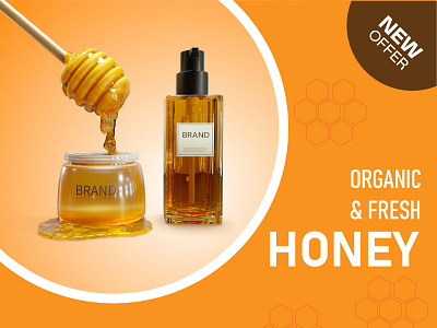 Social Media #Banner #Design Organic & Fresh Honey banner branding design