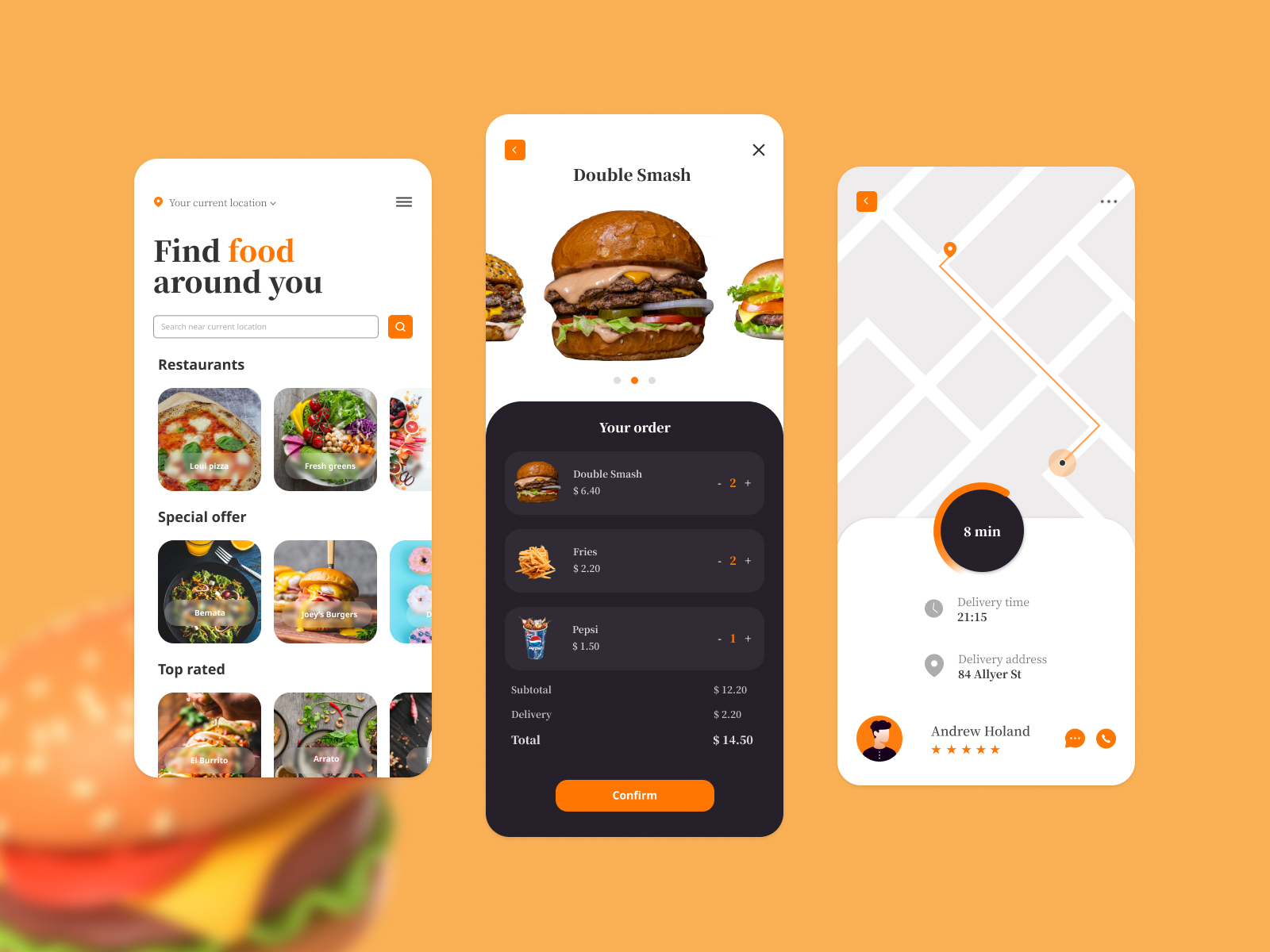 Food delivery app by Lana Jakovljevic on Dribbble