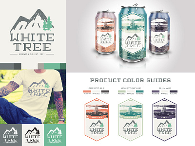 White Tree Brewing Co. beer brand branding brewing brewing company colorado hipster logo simple style tree wheat