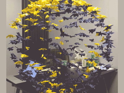 Origami Eagle Globe in Action animation gif sculpture school origami ideas hanging globe fold campaign abstract 3d