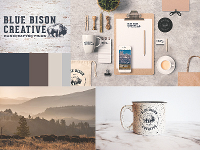 Blue Bison Creative - Expanded Branding bison blue board brand showcase branding creative services logo mock up mood moodboard word mark