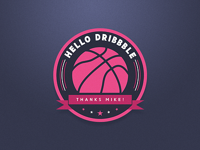 Hello Dribbble! badge debuts flat icon illustration logo shot vector