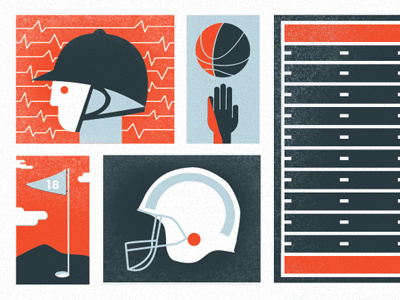 Sports-Based icons illustration modular texture vintage