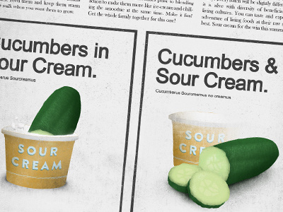 Cucumbers & Sour Cream cucumbers illustration newspaper sour cream texture typography