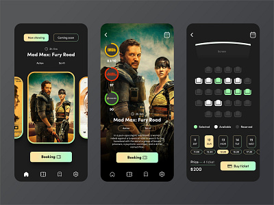 Mobile Cinema Booking App app application booking cinema design mobile mobile application ui ui design uidesign user experience ux uxdesign visualdesign