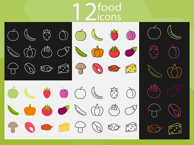 Set of healthy food icons in one line style for food icons illustration one line style vector