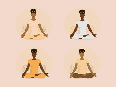 Yoga. Girls with dark skin in the lotus position in the faceless faseless style food girl illustration lotus position vector yoga