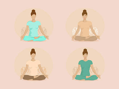 Yoga.Girls in the lotus position in the faceless style.