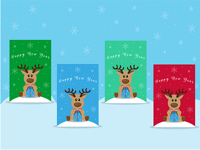 New Year card with cute deer cute deer illustration new year new year card vector