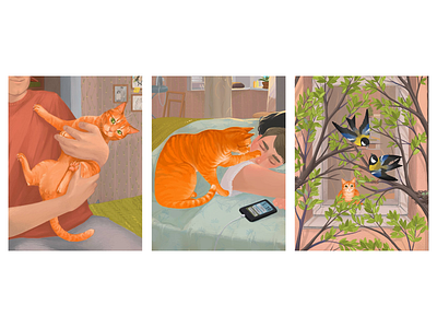Ginger cat cat digital illustration procreate story
