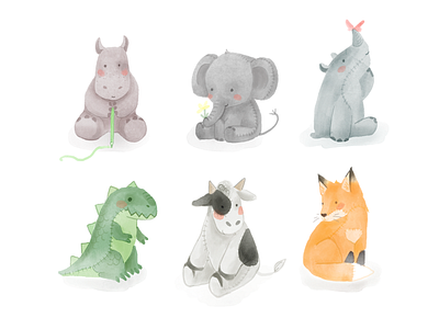 Watercolor toys animal digital illustration pet procreate toy watercolor