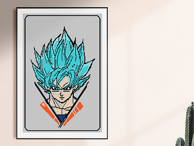 Goku SUper Saiyan Blue in Pixel Art dragon ball lover super saiyan