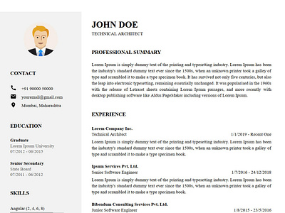 Resume template at Disume