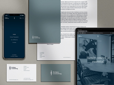 Hodges Consulting / Stationary Mockup brand branding business card consultancy consultant creative design firm high end illustration logo luxury mockup stationary vector website