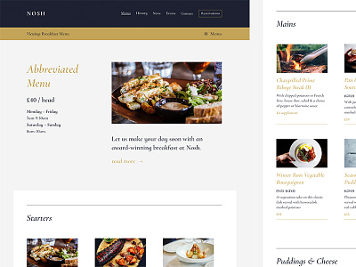 Nosh – Restaurant Concept design menu responsive restaurant ui ux web website