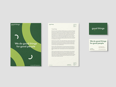 GoodThings – Stationary Concept #1 brand brand identity branding earthy geometric geometry green logo logotype minimal organic typography