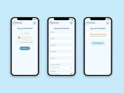 Mentell – Mobile Sign Up