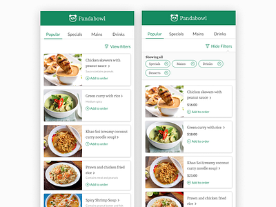 Pandabowl meal ordering system