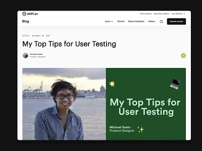 My Top Tips for User Testing article adplist blog article design research mentoring prototyping user testing ux design ux research