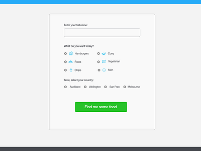 Lunch form interface - inspired by Xero branding blue illustrator minimal ui design xero