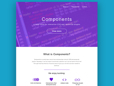 Components website ghost buttons interaction open source purple sketch web design