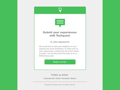 Techquest Email Card Design css email design html icon design sketch survey cta techquest techworld