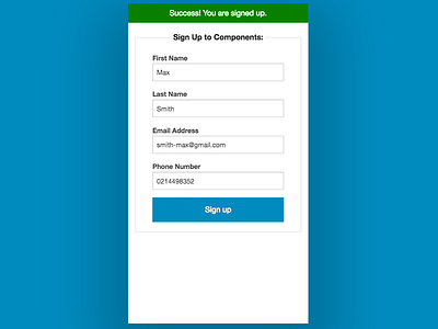 AJAX success form sign up ajax form design mobile ui ux web app