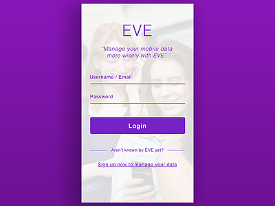 Eve Data Management App Login data management eve mobile product design uiux user interface design