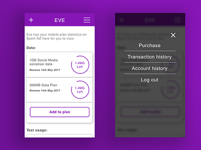 EVE mobile menu card design data management mobile design mobile product design ui design user experience uiix