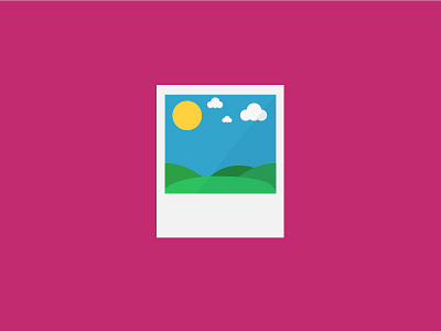 100 DAYS OF ICONS | DAY 58: BRIGHTER MOMENTS 100 days challenge clouds flat pink icon design landscape photo icon photograph polaroid ui design