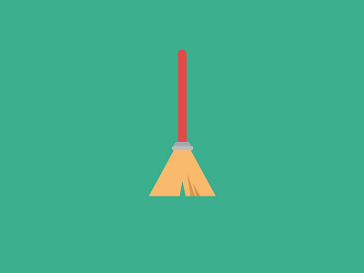 100 DAYS OF ICONS | DAY 77: CHORES DAY 100 days challenge broom cleaning flat green icon design sweeping