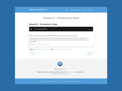 S.T.B Podcast episode page flat blue mobile website design podcast quality responsive website testing ux web design web series