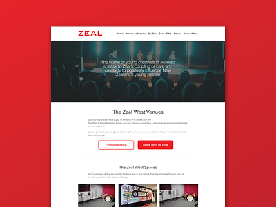 Zeal West Auckland website community music not for profit red ui design web design zeal