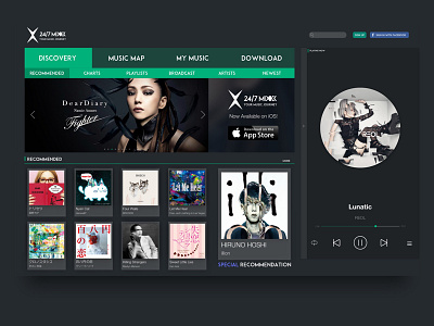 24/7 MIXX Home Page app design interaction design music ui ux web design